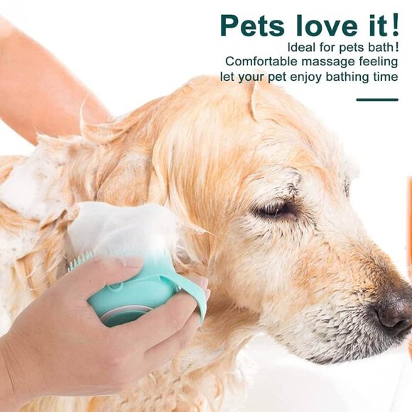 Pet Bath Massage Brush Puppy Dog Cat Grooming Cleaning Soft (Mint) - Picture 7 of 10
